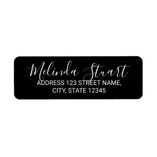 Modern Schrift Zwart en Wit Etiket (Voorkant)