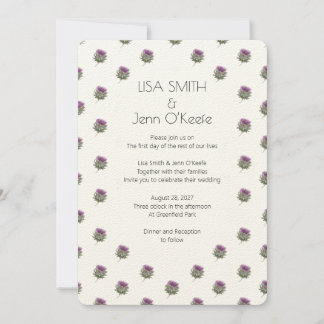 Modern Scottish Thistle Wedding Invitation Kaart