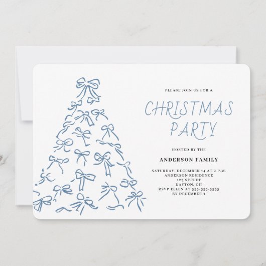 Modern Scribble Bow kerstfeest Kaart (Voorkant)