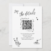Modern Scribble Doodle QR Code Bruiloft uitnodigin Kaart (Achterkant)