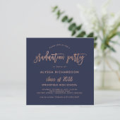 Modern script | 2018 Afstudeerfeest Roos Gold Kaart (Staand voorkant)
