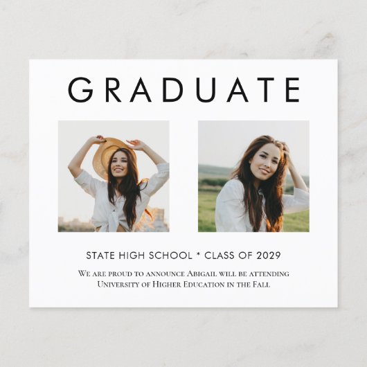 Modern Script 2023 3 Photo Afstudeerder Photo Card (Achterkant)