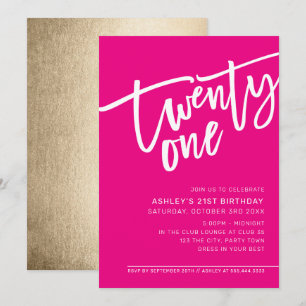 MODERN SCRIPT 21st het roze witte type van verjaar Kaart