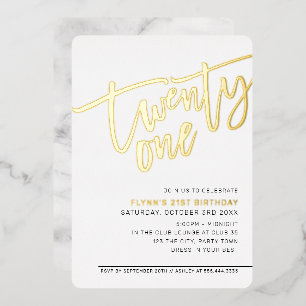 MODERN SCRIPT 21ste verjaardag van elegant goud Folie Uitnodiging