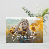 Modern Script 2 Foto Afstuderen Aankondiging (Staand voorkant)