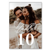 Modern Script 2-foto bruiloft Kaart (Voorkant)