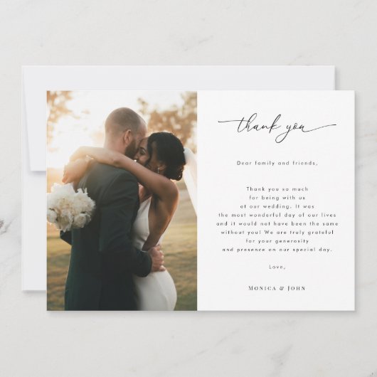 Modern Script 2 Fotogalerij QR Code Bruiloft Bedankkaart (Voorkant)