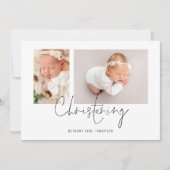 Modern script 2 Foto's Christening Kaart (Voorkant)