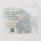 Modern script 2 foto's QR code Sla de datum op Aankondigingskaart (Achterkant)