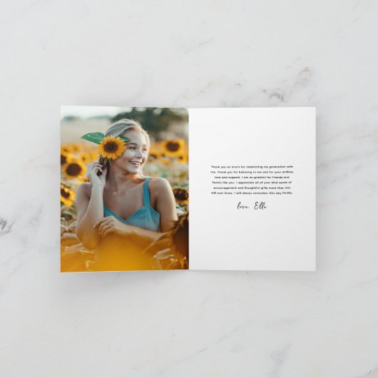 Modern Script 2 Photo Afstuderen Bedankkaart (Binnen)