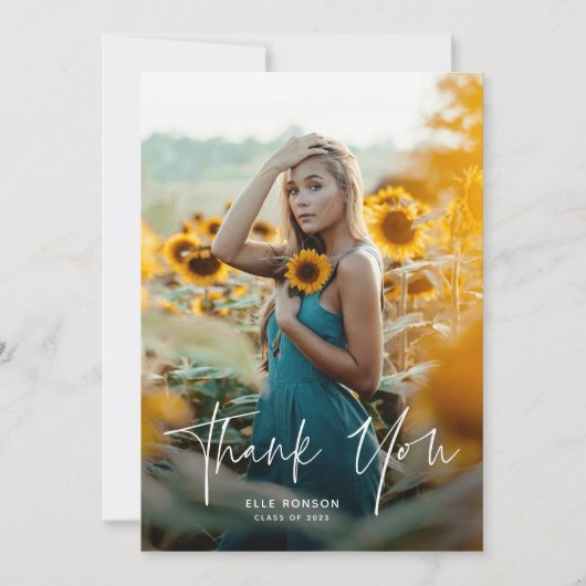 Modern Script 2 Photo Afstuderen Bedankkaart (Voorkant)