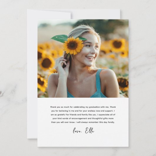Modern Script 2 Photo Afstuderen Bedankkaart (Achterkant)