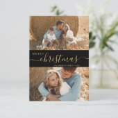 Modern script 2 Photo Collage-kerstkaart Kaart (Staand voorkant)