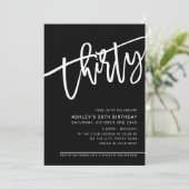 MODERN SCRIPT 30e verjaardag zwart wit Kaart (Staand voorkant)