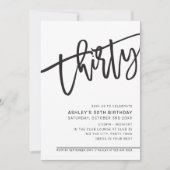 MODERN SCRIPT 30e verjaardag zwart wit Kaart (Voorkant)