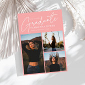 Modern Script 3 Foto's Roze Afstuderen Aankondiging