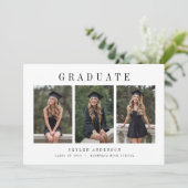 Modern Script 3 Photo Collage Graduation Kaart (Staand voorkant)