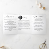 Modern Script 3-Photo Trifold Funeral Program Drieluik Programma (Binnen)