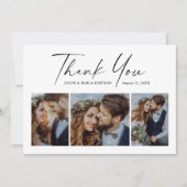 Modern script 3 Photo Wedding Bedankkaart (Voorkant)