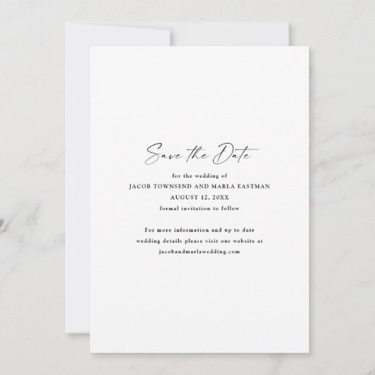 Modern script 3 Photo Wedding Save The Date (Achterkant)