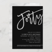 MODERN SCRIPT 40ste verjaardagsfeest zilver zwart Kaart (Voorkant / Achterkant)