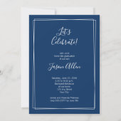 Modern Script 4 Foto Navy Blauw Afstuderen Aankondiging (Achterkant)