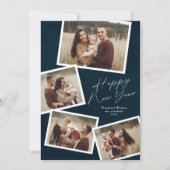 Modern Script 4 Fotocollage Gelukkig Nieuwjaar Feestdagenkaart (Voorkant)