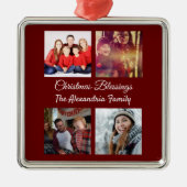 Modern script 4 Kerstkerst fotocollage Metalen Ornament (Voorkant)