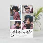 Modern Script 4 Photo Afstuderen Aankondiging (Staand voorkant)