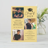 Modern Script 4 Photo Collage Afstudeerfeest Kaart (Staand voorkant)