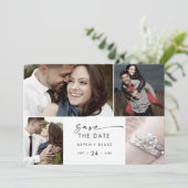 Modern script 4 Photo Collage Save The Date (Staand voorkant)