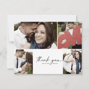 Modern script 4 Photo Collage Wedding Bedankt Ca