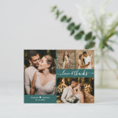 Modern script 4 Photo Collage Wedding Hartelijk da Briefkaart (Staand voorkant)