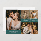 Modern script 4 Photo Collage Wedding Hartelijk da Briefkaart (Voorkant / Achterkant)