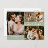 Modern script 4 Photo Collage Wedding Hartelijk da Briefkaart (Voorkant / Achterkant)