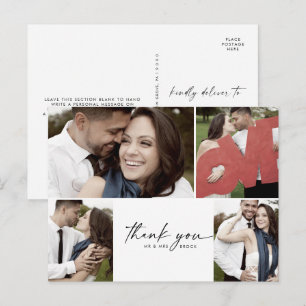 Modern script 4 Photo Collage Wedding Hartelijk da Briefkaart