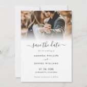 Modern script 4 Photo Wedding Save the Date Cards Aankondiging (Voorkant)