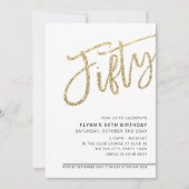 MODERN SCRIPT 50e verjaardag vijftig gouden glitte Kaart (Voorkant)