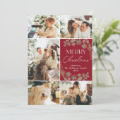 Modern Script 5 Foto Kerstvakantie Kaart (Staand voorkant)