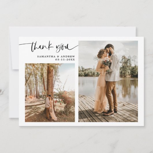 Modern script 5 foto's wit bedankt je bruiloft (Voorkant)