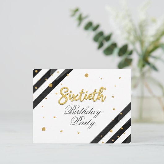 Modern Script 60ste verjaardagsfeest Uitnodiging Briefkaart (Staand voorkant)