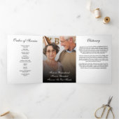 Modern Script 7-Photo Trifold Funeral Program Drieluik Programma (Binnen)