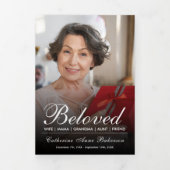 Modern Script 7-Photo Trifold Funeral Program Drieluik Programma (Cover)