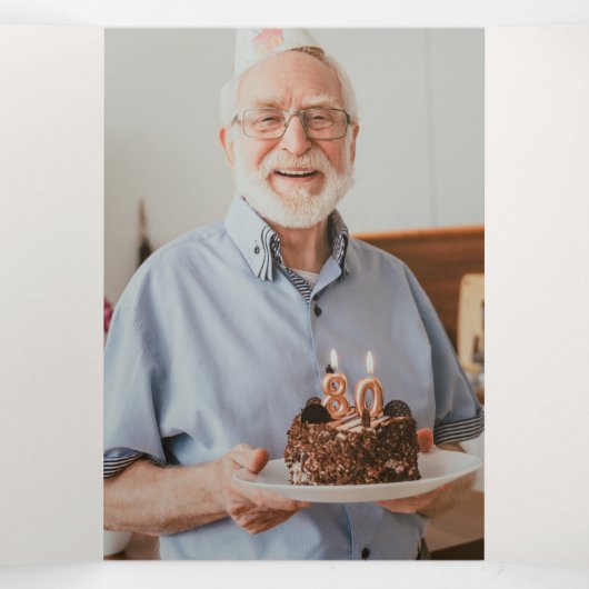 Modern Script 8-Photo Funeral/Memorial Drieluik Programma (Binnenkant midden)