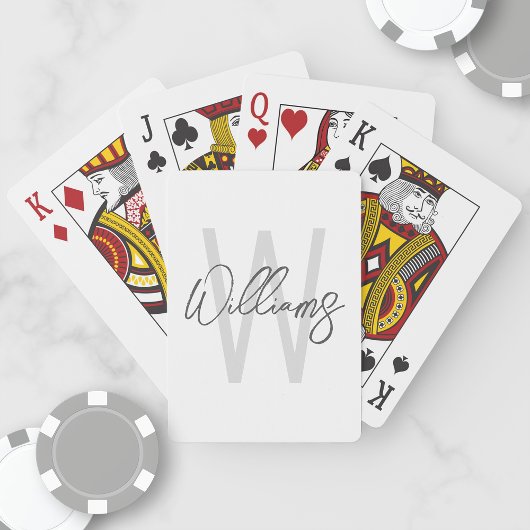 Modern script - Aangepast monogram en naam afspele Pokerkaarten