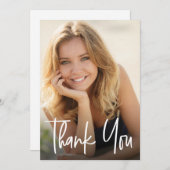 Modern Script Aangepaste Afstuderen foto's Afstude Bedankkaart (Voorkant / Achterkant)