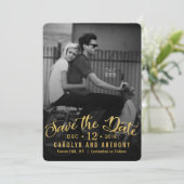 Modern Script | Aangepaste foto bewaar de datum Save The Date (Staand voorkant)