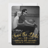 Modern Script | Aangepaste foto bewaar de datum Save The Date (Voorkant)