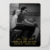 Modern Script | Aangepaste foto Save The Date Folie Uitnodiging (Voorkant)