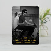 Modern Script | Aangepaste foto Save The Date Folie Uitnodiging (Staand Voorkant)